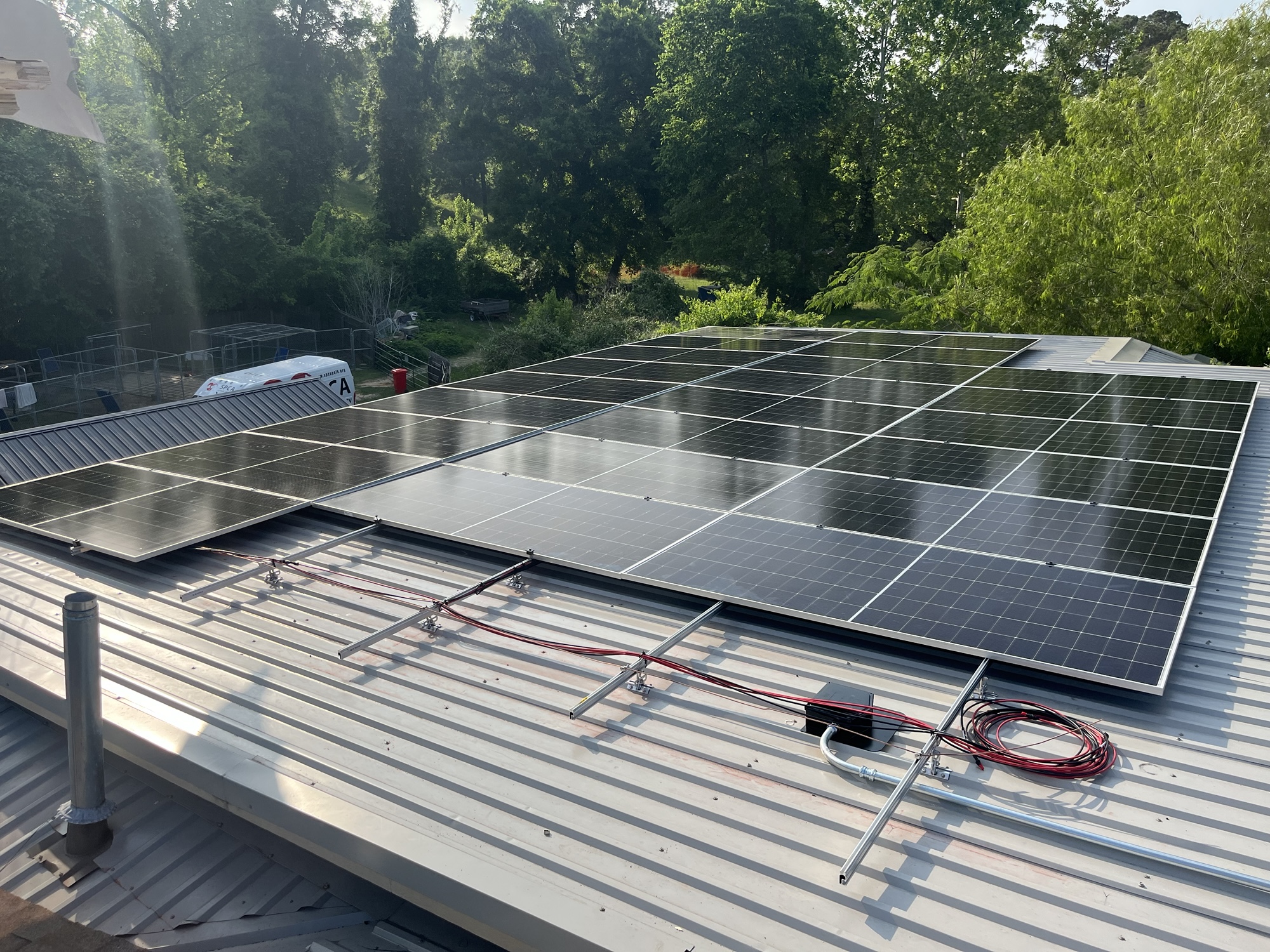 Solar Array A installation on standing-seam metal roof